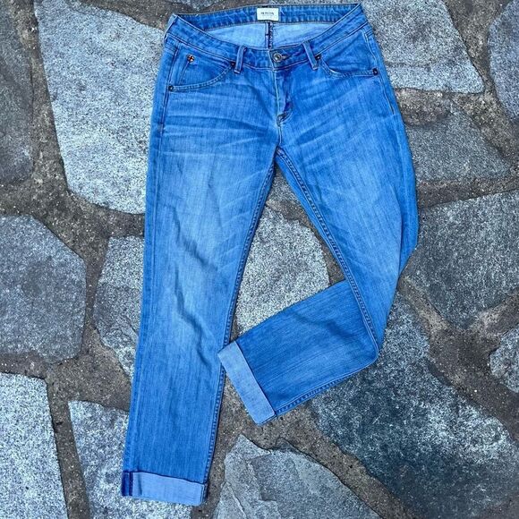 HUDSON BACARA STRAIGHT LEG CROPPED CUFFED JEANS BLUE SIZE 25 - Picture 7 of 13